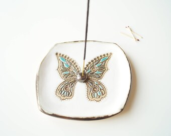 Butterfly Incense Holder, Incense Stick Burner, White Incense Burner, Incense Tray, Ash Catcher, Ceramic Incense Holder, Aromatherapy, Yoga