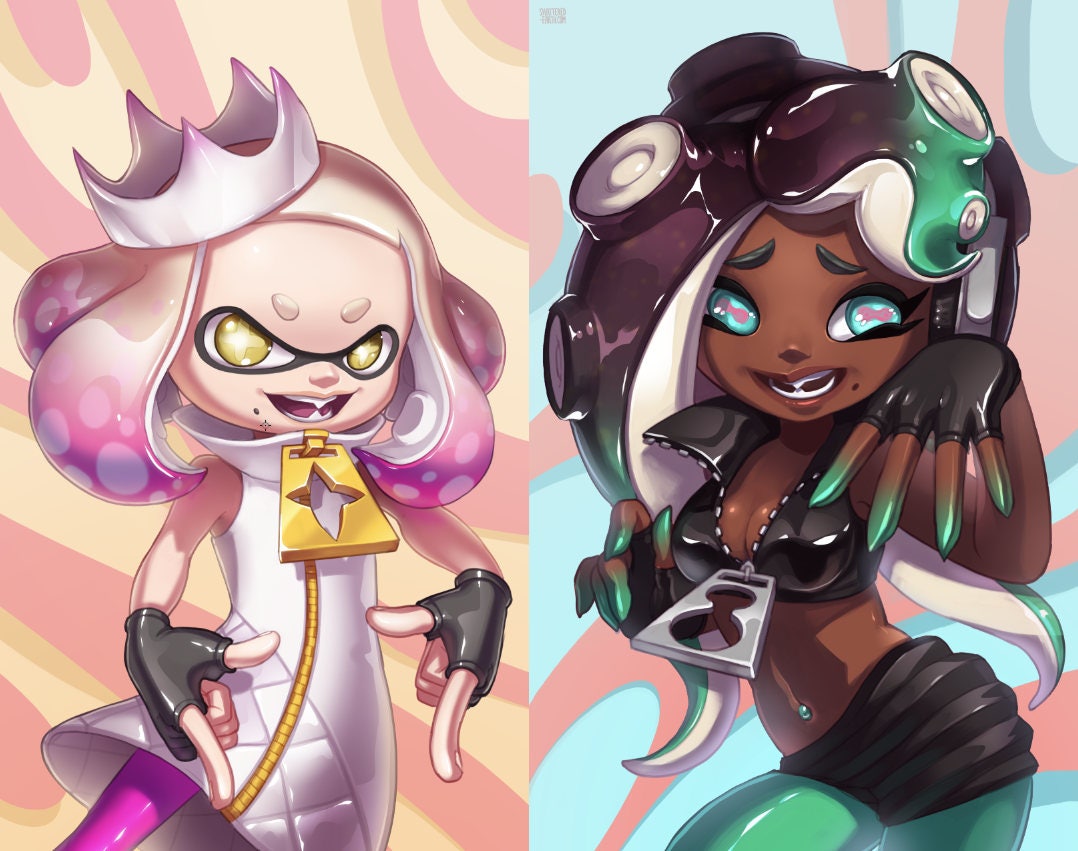 Off The Hook Pearl Or Marina Splatoon 2 Art Poster Prints