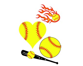 Heart softball svg | Etsy