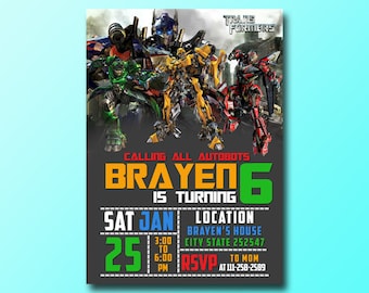 Transformers Birthday Invitation/Transformers Invitation/Transformers Birthday/Transformers Party/Transformers Birthday Party/Transformers