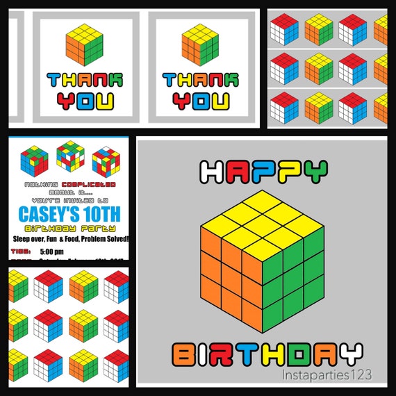 Rubik's Cube Party Invitations 6