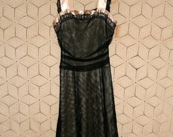 Vintage Clothing Women Dress XS Teen Junior Black Tulle Goth Party Dress Sleeveless Midi Size 0 Dress