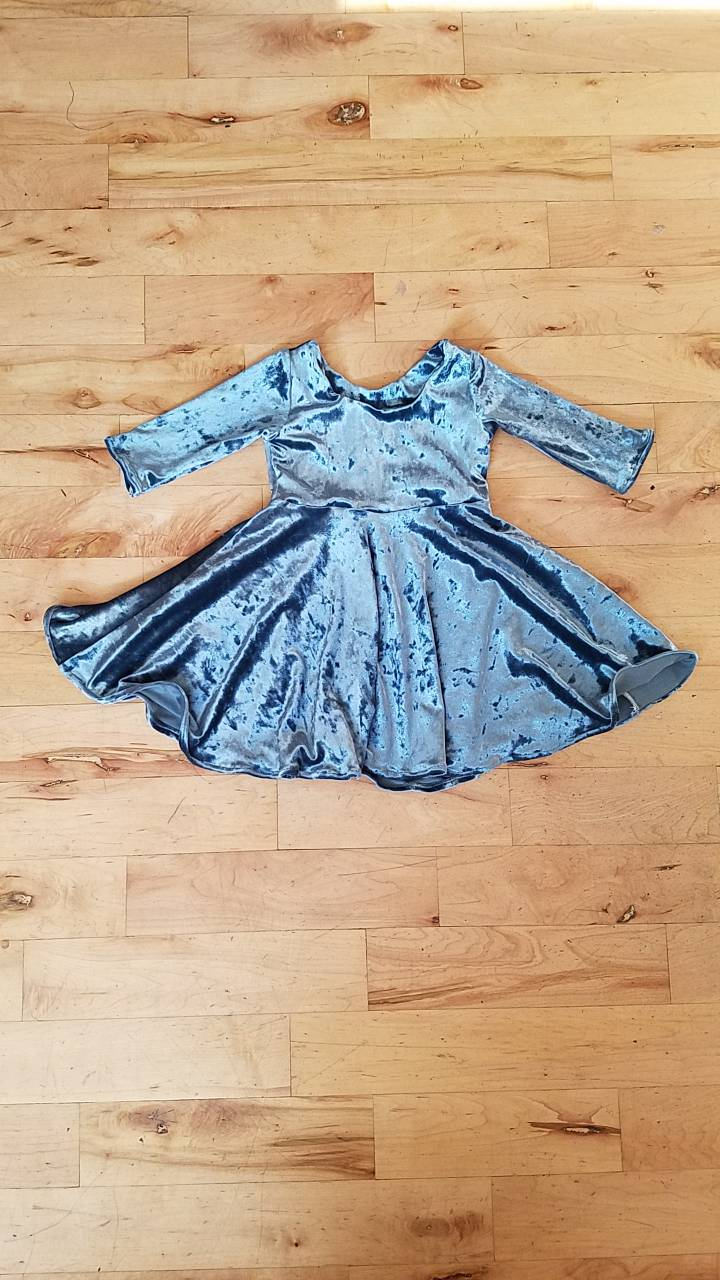 Dusty blue velvet dress toddler velvet dress blue toddler