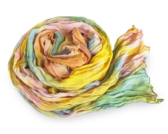 Womens scarves, pastel scarf, silk scarf pastels, rainbow pastel scarf, chiffon scarf, crinkle scarf, crinkle chiffon, mother's day gift
