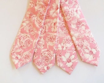 SHIPS IMMEDIATELY, pinkLiberty of London tie, blush mens tie, blush pink necktie, liberty of london, skinny tie, wedding necktie, pink tie