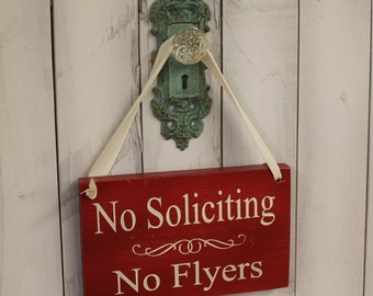 No Soliciting/No FLYERS Sign/Hand painted/Wood/YOU Choose Color/Wood Sign/Outdoor Sign