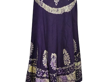 Violet Beautiful Summer Loose Flare Comfy Feel Cool Batik Print Embroidered Cover Up Tank Dress