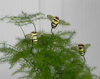 Fairy Garden miniature accessories bee picks set of 3 for terrarium or miniature garden