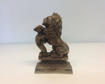 Vintage English Steel Heraldic Lion Door Stop