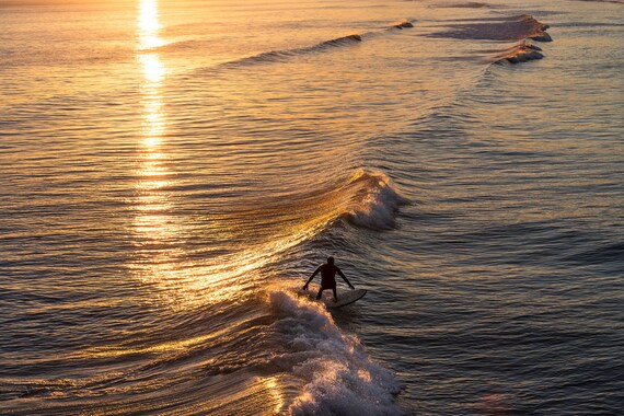 LIQUID GOLD 5. Surfing Print, Bournemouth Bay, Dorset print, Sea Picture, Surf Print, Limited Edition Print