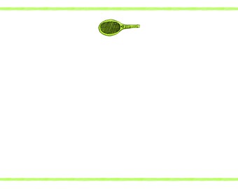 Tennis Racquet with Green Court Note Cards