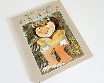 Vintage 1990s Childrens Book / The Big Book of Peace 1990 HCDj First Edition / Stories Poems of Peace by Celebrated Authors and Illustrators