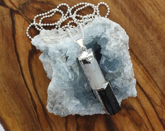 Selenite Angels & Black Tourmaline Protection Pendant