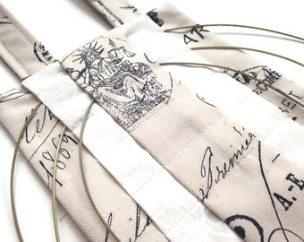 Hanging Circular Knitting Needle Organizer Black French Script Toile