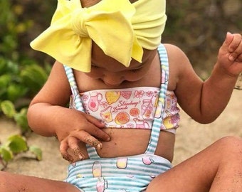 Pink lemonade toddler bikini / swimwear /bathing suit/ baby swim suit/ beach glam/infant swimsuit/ beach wear/ fancy swim suit/ baby bikini
