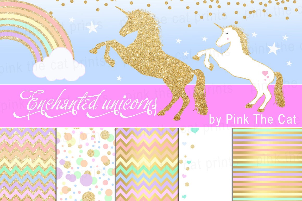 Unicorns And Background Papers Templates Unicorn Clipart