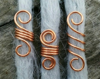 Set of 3 dread beads, boho dreadlock beads set, big hole dreadlock accessory, hair jewelry for braids, loc jewelry, dread cuff, viking beads
