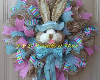 Easter Wreath, Bunny Wreath, Front Door Wreath, Spring Wreath, Spring Decor, Easter Rabbit Wreath, Front Door Decor, Best Door Decor