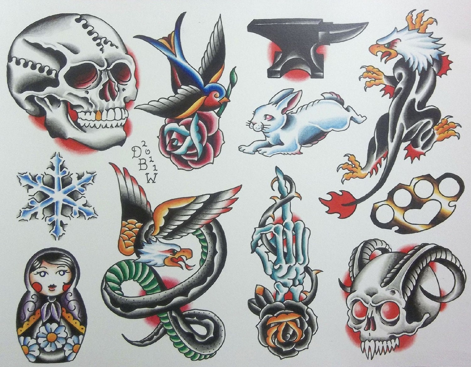 Download Neo Traditional Tattoo Flash Sheets Background