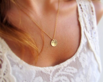 Gold necklace, Dainty gold necklace, Gold disc necklace, Gold coin necklace, Tiny disc necklace, Minimalist jewelry, Trendy necklace
