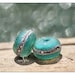 Handmade Lampwork 8x13mm Glass Bead Pair with Burnished Fine Silver Detail - Glitter Bomb in Teal, Crimson, Grey or Periwinkle, Copperstone
