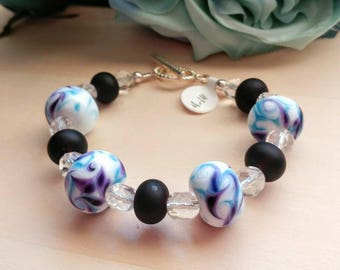 Swirls of Blue Lampwork Bracelet
