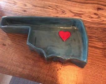 Turquoise Oklahoma Dish with heart