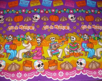 Day of the Dead Dia de los Muertos fabric Tablecloth from Mexico