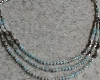 Three Strand Larimar Necklace
