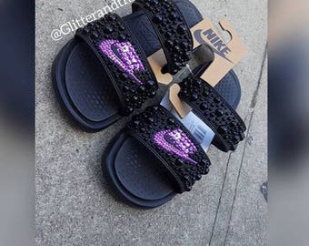 glitter nike slides