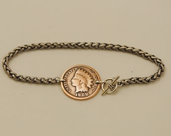 Indian Head Penny Coin Bracelet 1900