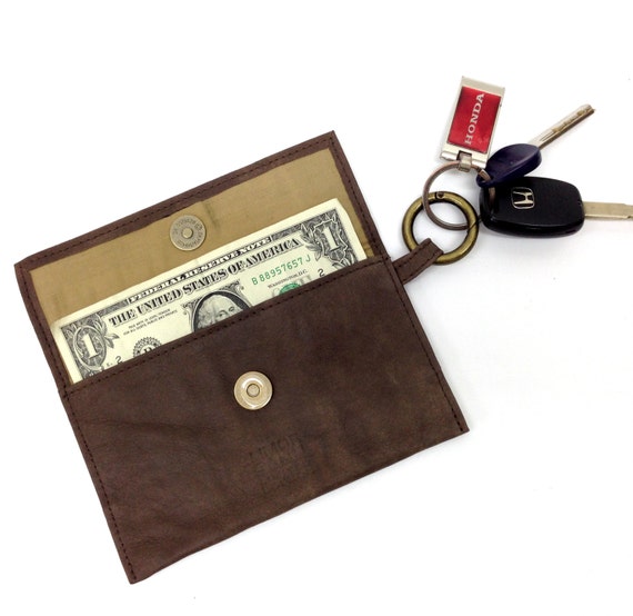 Sale Womens wallet Brown Leather Wallet on a Keychain Key
