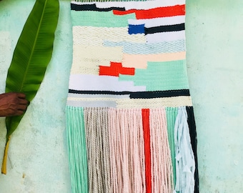Color blocked woven wallhanging
