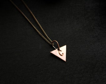 Custom initial necklace for women minimalist necklace choker triangle pendant necklace tiny necklace small copper necklace pendant