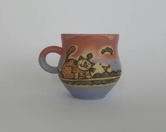 Cat mug, ceramic mug, tea mug, coffee mug, ceramic handmade stoneware mug, pottery mug, coffee handmade mug, wheel thrown mug, cat cup