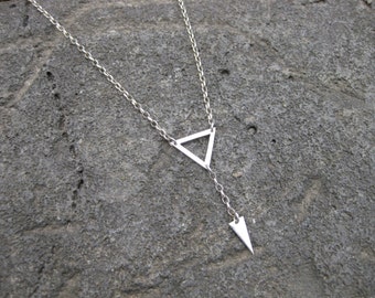 Sterling Silver Double Triangle / Pennant Necklace.