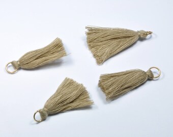 BR874 - Set of 4 light brown and gold tassel charms