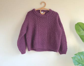 Handmade Purple Wool Sweater Size Large