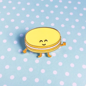 Macaron Yellow Enamel Pin - dessert french pastry food pastel lapel