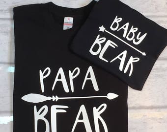 Papa Bear, Fathers Day, Baby Bear, Matching Sets, Gift For Dad, New Daddy Gift, Bear Family, Family Sets, Set Of Two, Matching Tshirt Set