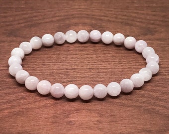 KUNZITE Bracelet - Natural Pink Kunzite Bracelet | Pink Spodumene Stacking Bracelet | 6mm Beaded Gemstone Stretch | Genuine Authentic Stone