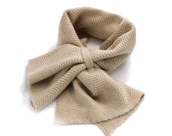 Organic Mongolian Cashmere Neckwarmer Scarf Mongolian Premium Cashmere Keyhole Scarf - Cream