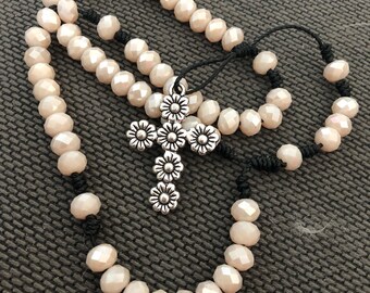 Light Pink Cord Rosary | Catholic Rosary | Baptism Rosary | Baptism Gift | Rosary Chain | Confirmation Gift