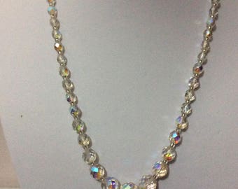 Vintage crystal aurora borealis necklace