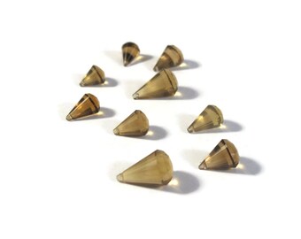 Nine Beer Quartz Beads, Natural Gemstones, Chandelier Cut, 9 Gemstone Briolettes, 8mm x 6.5mm - 13mm x 8mm, Jewelry Supplies (Pt-Bq2c)