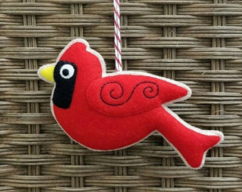 Felt cardinal Christmas ornament