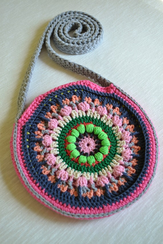 Mandala Crochet Bag Crossbody Women's Bag Round Purse