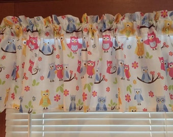 Whimsical Pastel Owls Window Valance ~ 65" wide