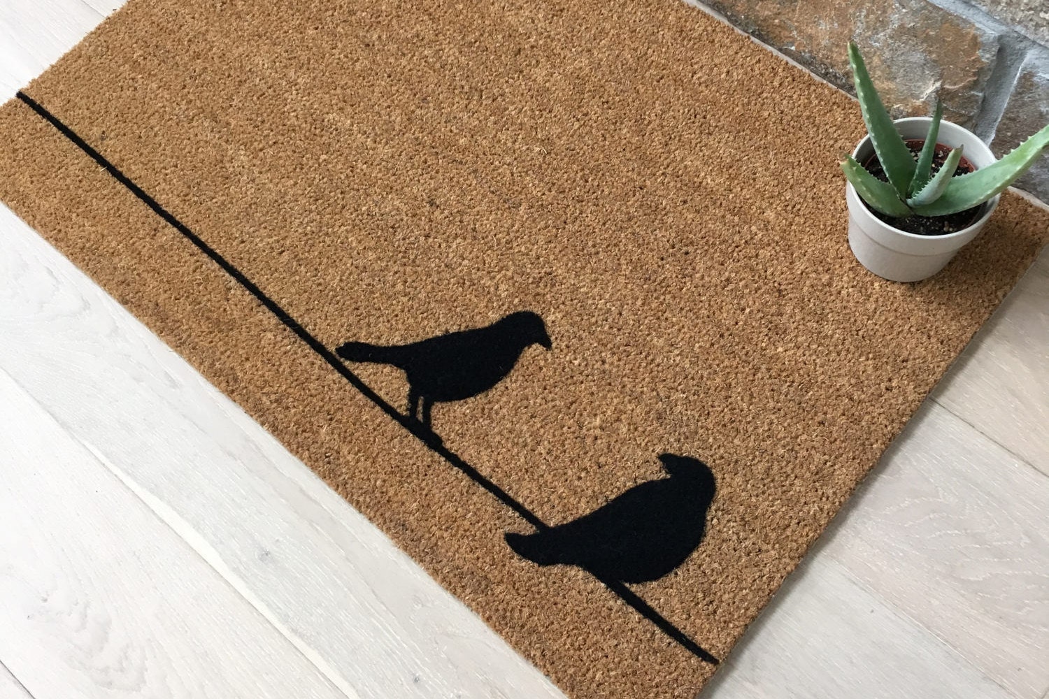 Birds on a Wire Doormat / Custom Doormat / Handmade / Gifts