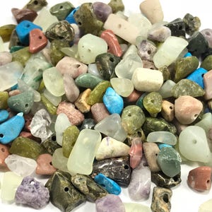 Mixed Gemstone Chips Pre Drilled Stone Chips Gemstone Chip Beads Crystal Chips Healing Stone Beads Crystal Chip Beads Gemstone Beads Healing